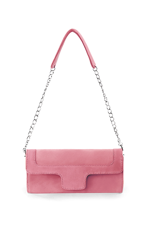 Dress clutch for wedding and parties in carnation pink leather - Top view